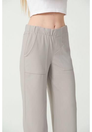 Rich Kadın Yüksek Bel Bol Paça Pantalon Çok Renkli