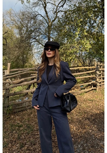 Lacivert Tek Düğmeli Ceket Pantolon Takım - 9480 Lacivert