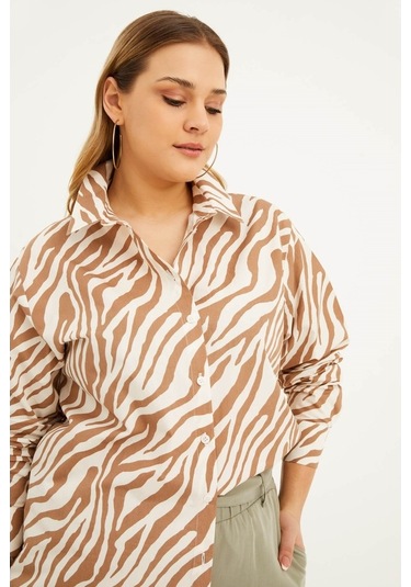 Oversize Desenli Gömlek