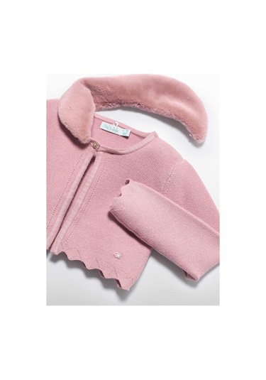 Mayoral Abel&lula Kız Çocuk Kürk Yakalı Triko Hırka Pembe