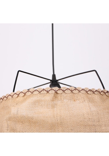 Cappadocia Doğal Jut Siyah Barlı Avize 40x55 Cm Bej