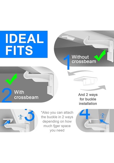 Hangfox 12 Adet Bebek Güven Kilitleri, Gizli Tasarım Çekmece Dolap Kilitleri, Geniş Yapıştırıcı Alanı İle Çocuk Koruma Aleti Beyaz