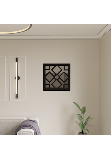 Dekoratif Pleksi Aynalı Ahşap Duvar Süsü Siyah