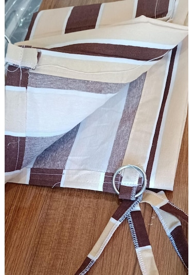 Devrim Olivya Tekstil Halkalı Kahve Krem Branda Balkon Perdesi Özel Dikim, Lüks Kalite, En X Yükseklik Ölçü Seçenekleri Kahve Krem Kahverengi - Krem