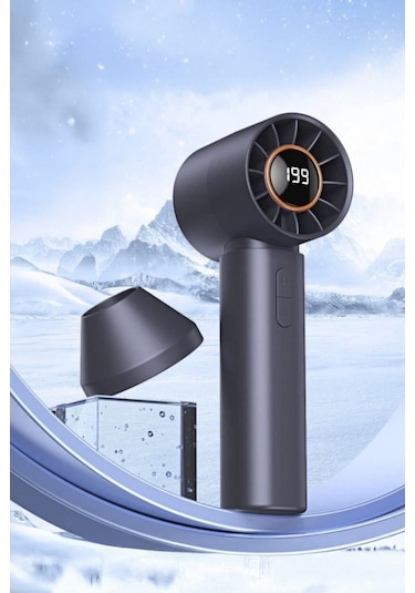 Taşınabililir Mini Usb Şarjlı Turbo Dijital Ekranlı El Vantilatör Fan Soğutucu T12 Gri