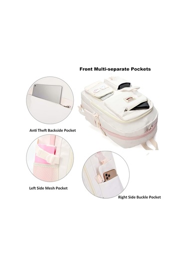 Aromee Gençler Kız Okul Sırt Çantası Seyahat Sırt Çantası - Beyaz