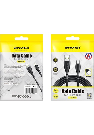 Awei Cl-115t 1m 2.4a Usb Tip-c / Usb-c Şarj Kablosu