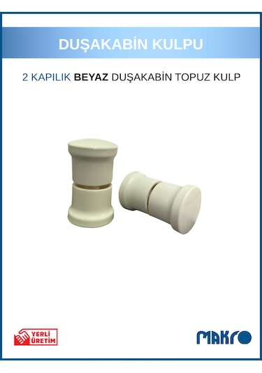 2 Kapılık Duşakabin Topuz Kulp Beyaz Cam Duşakabin Kulpu Beyaz
