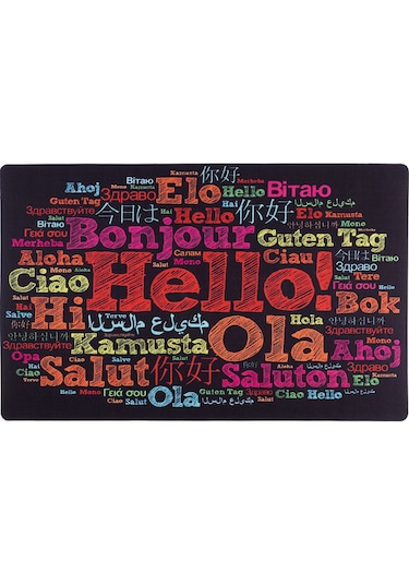 Farklı Dillerde Merhaba Yazılı Kauçuk Kapı Önü Paspası