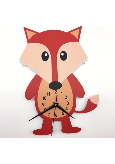 Suntek Çocuk Yatak Odası Oyun Odası İçin Güzel Karikatür Hayvan Sessiz 3D Duvar Saati Çok Renkli