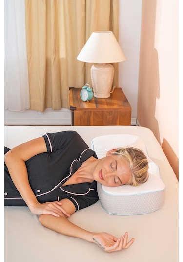 Visco Luna Boyun Destekli Ortopedik Visko Yastık 67 36 12cm Beyaz