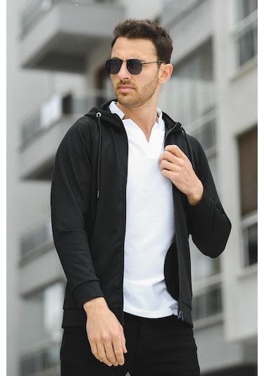 Oksit Yveh Micro İnterlok Kapüşonlu Fermuarlı Hırka Sweatshirt