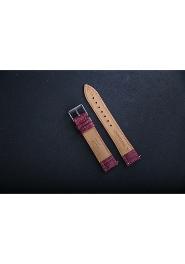 Hakiki Deri 20mm Akıllı Pimli Saat Kordonu Bordo