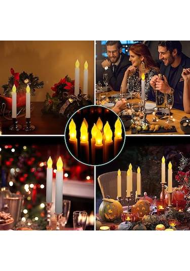 Hymark Titreyen Dekoratif Led Mum 12 Adet Alevsiz Konik Şekilli U