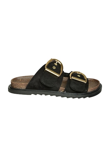 Fox Shoes U267732702 Siyah Süet Kadın Terlik Siyah-süet