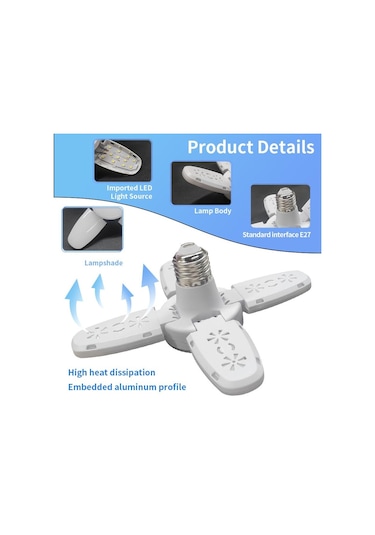 Fan Şekli Led Ampul E27 Led Lamba Katlanabilir 220 V 110 V 40 Led Ampuller Ev Tavan Lambası Depo Garaj Işık Sıcak Beyaz Sıcak