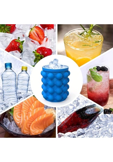 1 Adet, Plastik Buz Kovası, Hızlı Soğuk Koruma Buz Makinesi, Buz Yapma Şarap Kapları, Boyu Kovası Dairesel Buz Buz Kovası 57007246 Mavi