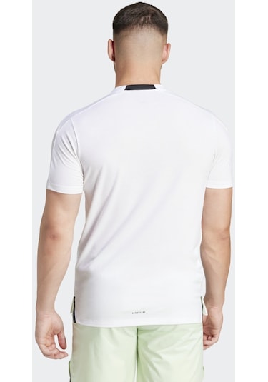 Adidas Designed For Training Erkek Beyaz Bisiklet Yaka Tişört IS3808 Beyaz