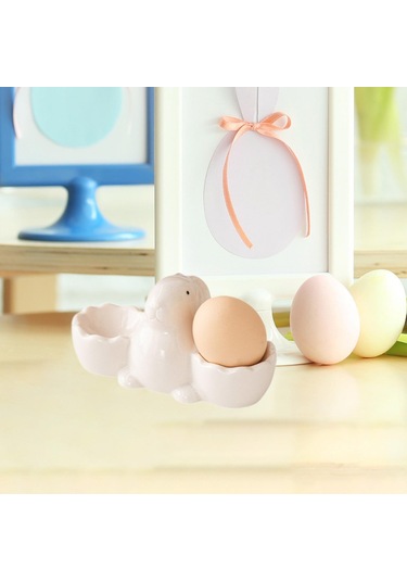 Suntek Seramik Yumurta Kupası Masa Tepsisi Ev Dekoru Beyaz