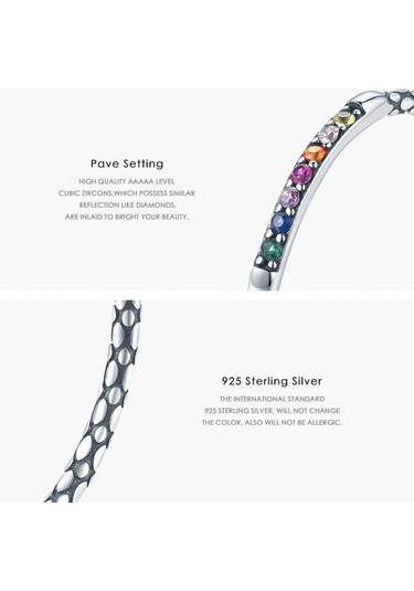 Modian 925 Ayar Gümüş Renkli Gökkuşağı Şanslı Vintage Zirkon Parmak Yüzük Kadınlar Için Köpüklü Cz Takı Hediye Bijoux 9 Gümüş