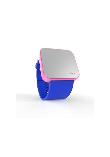 Cool Watch Saat - Pembe Led Kasa - Mavi Kayış Unisex