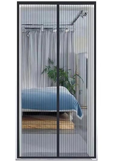 Vkemall Siyah Poliester Manyetik Moskit Önyüzü 90x210 Cm - Otomatik Kapama, Güçlü Manyetik, Tam Çerçeve Bantlı, Çocuk Ve Evcil Hayvan Dostu, Toz Ve Sinirli Hayvanlardan Koruma Perde Siyah