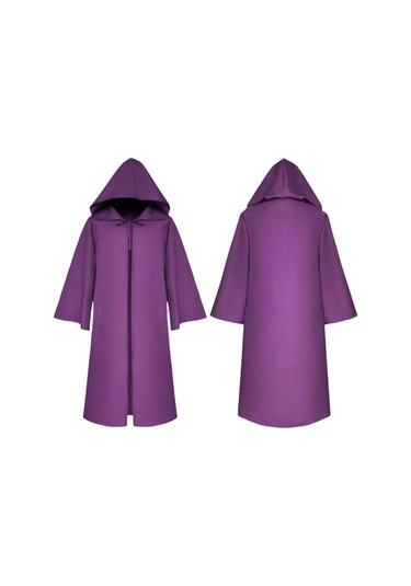 Çocuklar İçin Mor Orta Çağ Stili Kapüşonlu Pelerin - Halloween Parti Cosplay, Rol Yapma Kostümü Aksesuarı