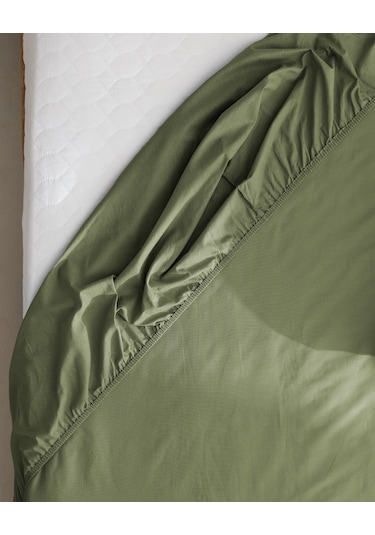 Manon Tek Kişilik %100 Pamuk Ranforce Lastikli Çarşaf - Haki Çok Renkli