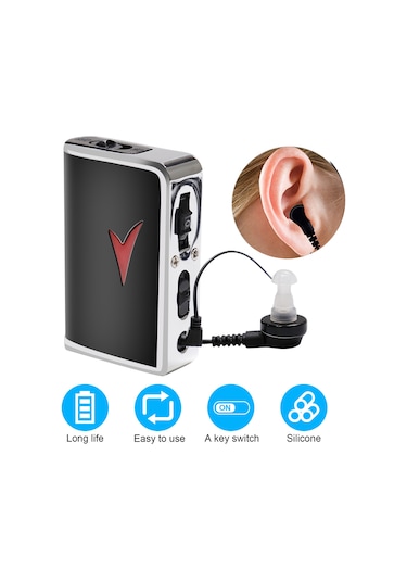 Mini Taşınabilir İşitme Cihazları Ses Amplifikatörü 8 Seviye Ses Kontrolü Pillerle Çalışan