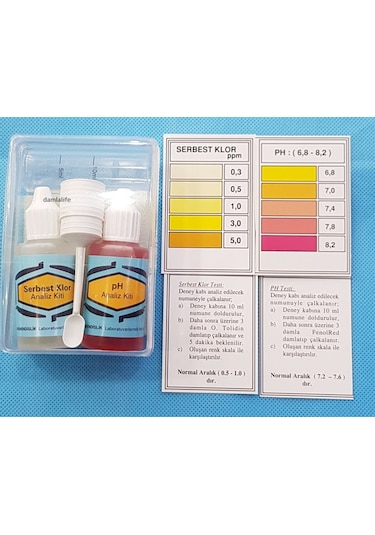 Su Test Analiz Sıvısı Ph Analiz Kiti ve Serbest Klor Test Kiti