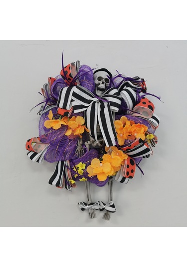 Hfambition Korkunç Halloween Gövde Simgeliği Yuvarlak Çiçek Ağı, Ev Kapısı Dekorasyonu, Korku Atmosferi Oluşturucu Unsur, Kalanpapağan Desenli, Ev Dekoru Aracı Çok Renkli