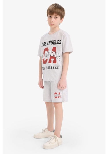 DeFacto Erkek Çocuk 2'li Takım Baskılı Kısa Kollu Tişört Şort E3405A825SMGR400