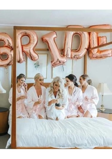 Rosegold Renkli Bride 100 Cm Büyük Boy Folyo Balon Seti