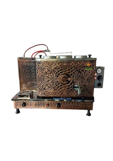 3 Gözlü Bakır Otomatik Çay Kazanı Bayrak Elektrik Doğalgazlı