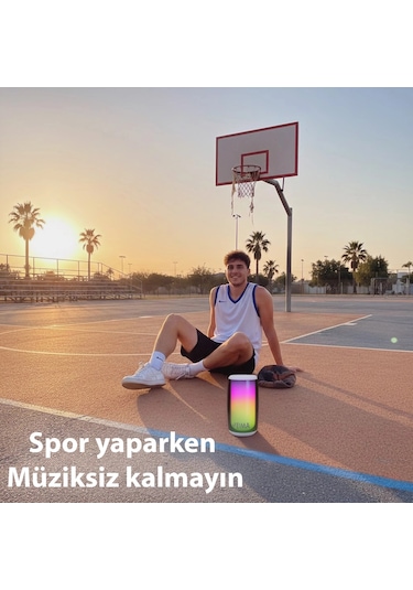 E6 Rgb Bluetooth Hoparlör 10w Usb Aux Tf Kart Girişli, Taşıma Aparatlı