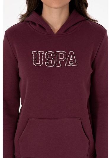 U.S. Polo Assn. Kadın Bordo Şardonlu Kapüşonlu Basic Sweatshirt 50313566-VR177 U.S. Polo Assn. Kadın Bordo Şardonlu Kapüşonlu Basic Sweatshirt 50313566-VR177