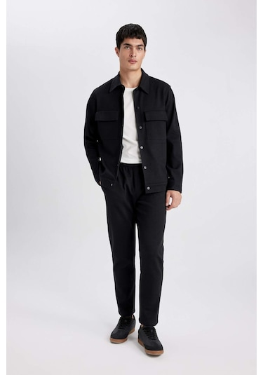 DeFacto Polo Yaka Çıtçıt Kapamalı Cepli Gömlek Ceket Z5178AZ24SPBK81