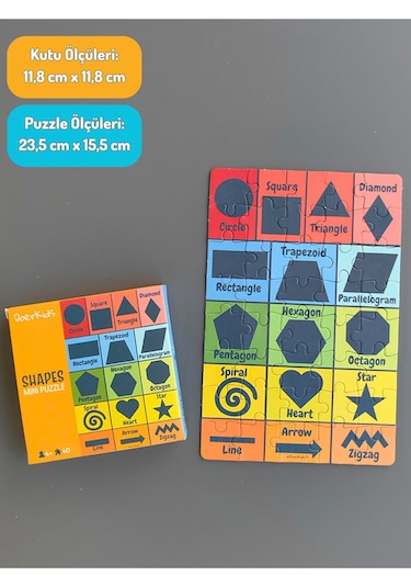 Doerkids Şekiller Mini Puzzle 40 Parça Yaş
