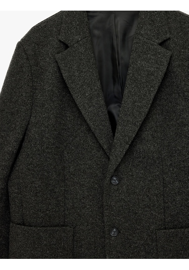 Koton Uzun Kollu Cepli Mono Yaka Kaşe Blazer Ceket Antrasit 6sam50004hw Antrasit