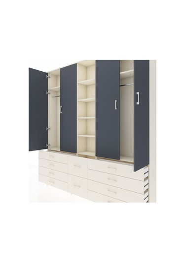 Arges Dolap 9 Raflı 10 Çekmeceli 2 Askılı 220x30x243 Aytaşı-antrasit/aytaşı Antrasıt/aytası Arges Dolap 9 Raflı 10 Çekmeceli 2 Askılı 220x30x243 Aytaşı-antrasit/aytaşı Antrasıt/aytası