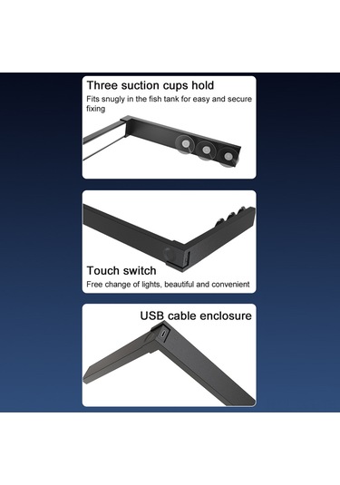 Dofolink Masaüstü Akvaryum Led Işığı - 6 Mavi Beyaz + 1 Gece Işığı, Dokunmatik Kontrol, Su Geçirmez, 3 Süspansiyon Aleti İle Sabitlenir Çok Renkli