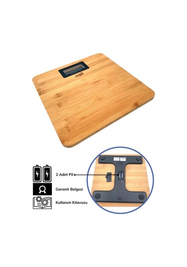 Techfit Bambu Banyo Baskülü Yüksek Hassasiyetli Darbelere Dijital