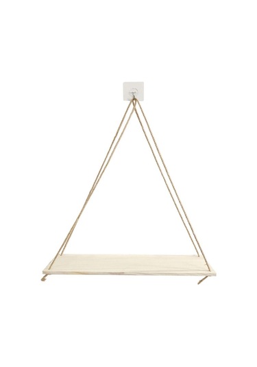 Beyaz Ahşap Salıncak Asılı Halat Duvara Monte Yüzer Raflar