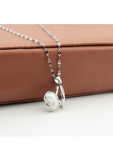 Pigado Paslanmaz Çelik Kalp Figürlü Çelik Kolye Gri