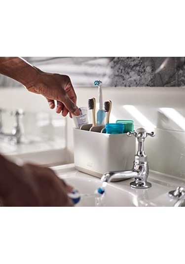 Joseph Easy-store Caddy, Diş Fırçası Tutucu, Banyoda Saklama, Büyük, Mat Yüzey, Bej Siyah