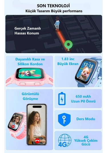 Wonlex CT23 Sim Kartlı 4g Video Görüşme Gps Akıllı Saat