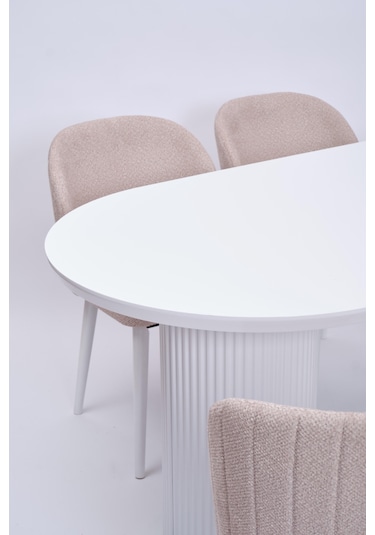 Bohem Boyalı Highgloss Mdf Yemek Masası 90 170 Beyaz