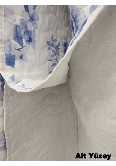 Ogi Home Pamuklu Çok Amaçlı Desenli Tek Kişilik Pike, Yatak Ört 160x230 - Mavi-beyaz Mavi
