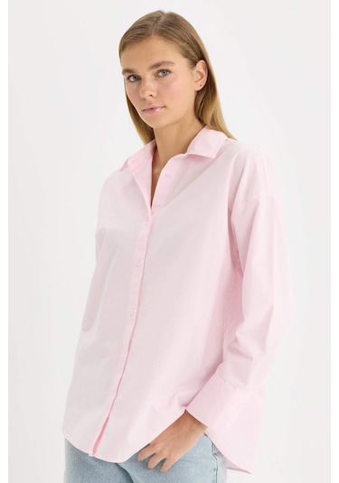 DeFacto Oversize Geniş Kalıp Basic Düz Oxford Uzun Kollu Gömlek C4597AX25SPPN633