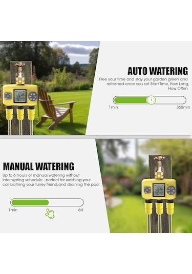 Insoma 3 Çıkışlı Otomatik Su Zamanlayıcı Bahçe Sulama Sulama Sistemi Bağımsız Nh Thread